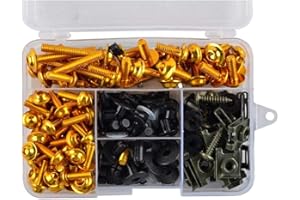 ZHUODINGSEN 195pcs Kit De Boulons De CaréNage De Moto Kit D'éCrous De Vis De Moto Kit De Vis De CaréNage Moto Universel,En Aluminium,D'Or