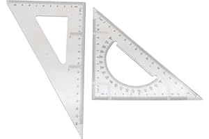 AQUEENS dreieck Lineal-set, Quadratisch, 30/60 Grad Und 45/90 Grad, Transparent, 2 Stück, Schule Kinder Grundschule Flexibel Ruler Geometrie Zeichenplatte dreikantmaßstab Lineale