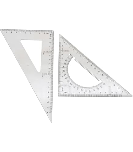 Set Di Righelli Scolastici Keyroad – Righello 15 Cm, Squadra 45°, Cartabone 60° E Goniometro 180° In Plastica Resistente