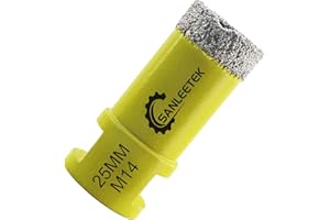 Foret Diamant Carrelage 25mm SANLEETEK Brasé Sous Vide Scie Cloche Diamant pour Céramique Porcelaine Marbre Granit Perçage à Sec M14 Filetage