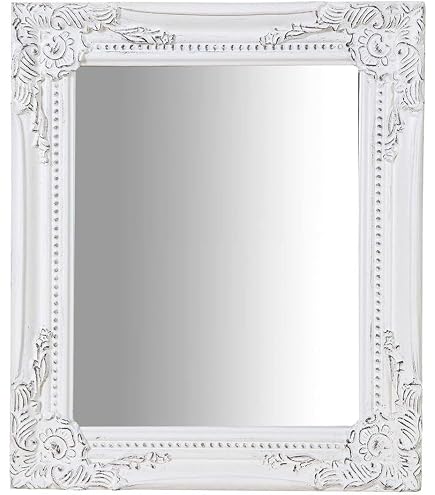 Biscottini Specchio Shabby Chic Ovale Made In Italy | Cornice In Legno Bianco Anticato, Artigianato Fiorentino, Cm 25x31