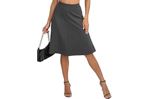 EXCHIC Femmes Millésime A Ligne Stretch Taille Haute Élastique Midi Jupe Uniforme Évasé Longueur Jupes