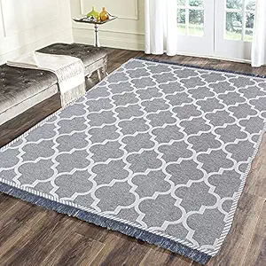 Linen Basics Premium Luxurious Living Room Washable Carpet,Area Rug,Durries (Grey, 5 x 7)