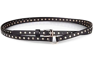 CHIC DIARY Cinturón de remaches punk gótico moderno cinturón estrecho para mujer cinturón envolvente cinturón cintura cinturón negro vaquero 200 cm, Negro , Talla única