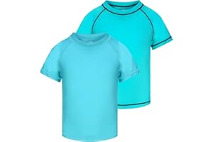 ozkzdp Boys Swim Top Rash Vest Kids Short Sleeve Quick Dry UV Swimming Top Rash Guard Swimwear for Boys
