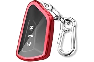 FT FUNTOR Autofernbedienungen Schutzhülle, TPU Kieselgel Autoschlüssel Autoschlüssel Hülle kompatibel, Schlüsselhülle Cover für VW Golf 8 e-Golf 8 ID.3 ID.4/Supra Former/Brown/Multivan T7(Rot)