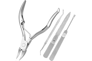 BUTBU 4Pcs Cuticle Cutter, Stainless Steel Cuticles Remover Tool Set, Nail Clipper Cutter with Cuticle-Pusher and Nippers, for Dead Skin, Nail, Tough Cuticles and Hangnails Care