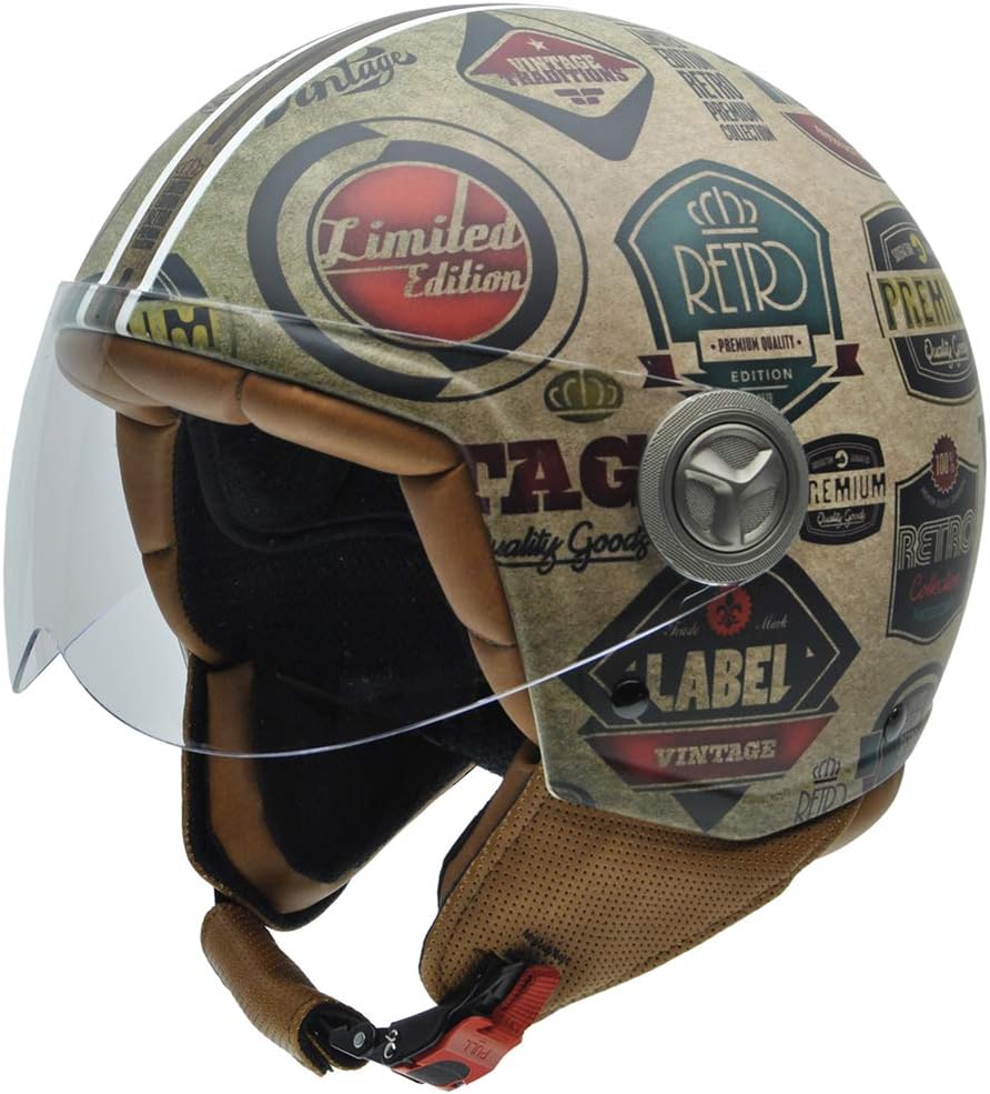 NZI 3D Vintage II Open Face Motorcycle Helmet