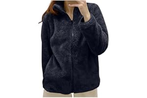 YEKDMXOP Felpa Donna Pile Invernale Caldo con Cerniera Giacca da Camera Donna Invernale Corta Pile Senza Cappuccio Giacche Invernale con Pile Tinta Unita Cappotto In Peluche Sherpa Giubbotto Fleece Comoda