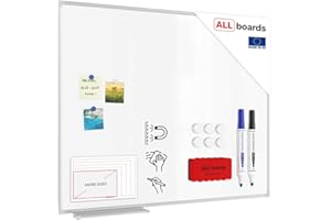 ‎ALLBOARDS ALLboards Magnetic dry erase board, 100 x 80 cm, Magnetic Board with Premium Expo Aluminium Frame and Pen Tray, White Magnetic Board, Wipeable, Rewritable dry erase board