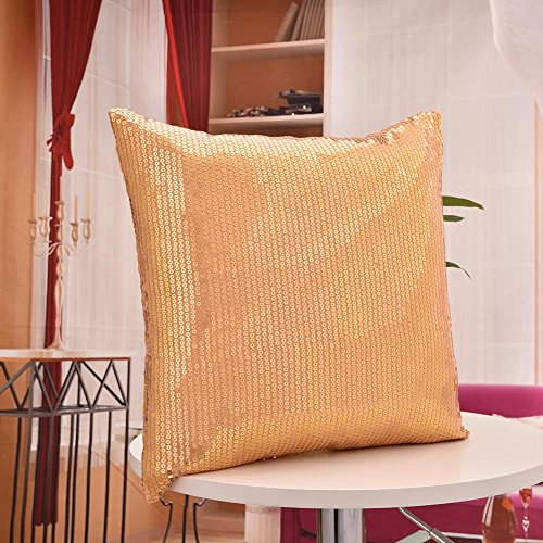 OurWarm Baby 43 x 43 cm Farbe Glitzer Pailletten Überwurf Kissen Fall Decor Kissenbezug, gold, 1 Stpck - 4