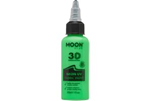 Moon Glow Pintura para tela Neon UV 3D - Pintura textil para ropa, camisetas, bolsos, zapatos y lienzos Verde intenso 30 ml (Paquete de 1)
