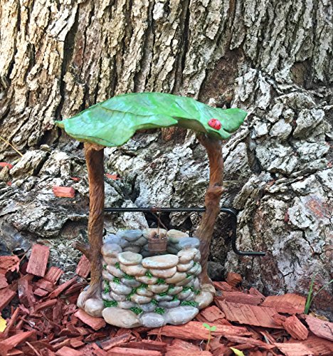 Miniatur Wunschbrunnen mit beweglichen Griff und Wassereimer für Gartenzwerge – ein Feengarten Accessoire - 3