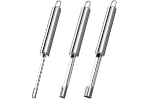 REQAG Set of 3 Apple Corer Stainless Steel Apple Corer with Stainless Steel Blade, Practical Core Cutter with Hanging Eyelet, Removes Core Case, for Baked Apples and More