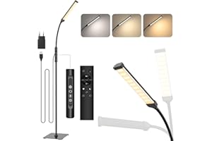 Mojimdo 120 LED lampa stojącaz pilotem, jasne lampy stojące do salonu, 3 tryby kolorów i 10 poziomów jasności, 3000 K - 6000 K, światło postojowe, lampa do czytania z funkcją dotykową do sypialni