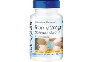 Fair & Pure® - Rame 2mg - Gluconato di rame - Vegan - Buona disponibilità biologica - 90 Compresse