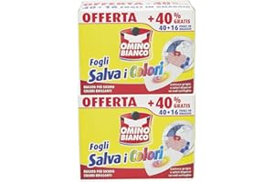 Omino Bianco - Hojas salvavidas color, estructura de nido de abeja, capturan el gris y los colores dispersos en el lavado, 40 unidades + 16 regalo x 2 paquetes