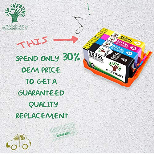 GREENSKY 4 paquetes cartucho de tinta compartible de reemplazo para HP 903 903XL para HP Officejet 6950 6960 6970 Impresora -  1Negro  1Cian  1Amarillo  1Magenta 