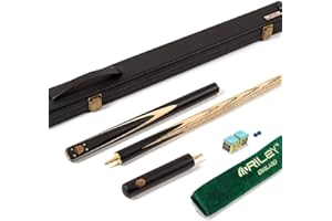 BCE Heritage Sapele Mahogany ¾ Cut Snooker Cue - 145cm- 9.5mm tip with 15cm Extension & Hard Case + Accessory Pack inc; ROS tips, Triangle Chalk & Towel (Black/Natural Wood)