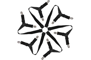 BAIJ Klamry na pościele, 3-drożne 6-stronne prześcieradło mocujące paski elastyczne regulowane narożne uchwyty chwytaki do wszystkich okrągłych i kwadratowych materacy czarne