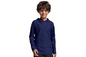 TIZAX Maillot de Bain Enfant Garçon T-Shirt Anti UV à Capuche Manche Longues pour Enfant UPF 50+ Rashguard Séchage Rapide avec Poche pour 4-14 Ans