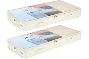 Förvaringsväskor under sängen 2-pack, 10 cm hög stor förvaringsbox under sängen med dragkedja, vikbar grund garderobsförvarin