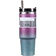 Stanley Cups, Double Layer Stainless Steel Insulated Mug with Lid, Gradient Color Travel Mug, Stanley Tumbler for Home, Office or Car (Purple blue)