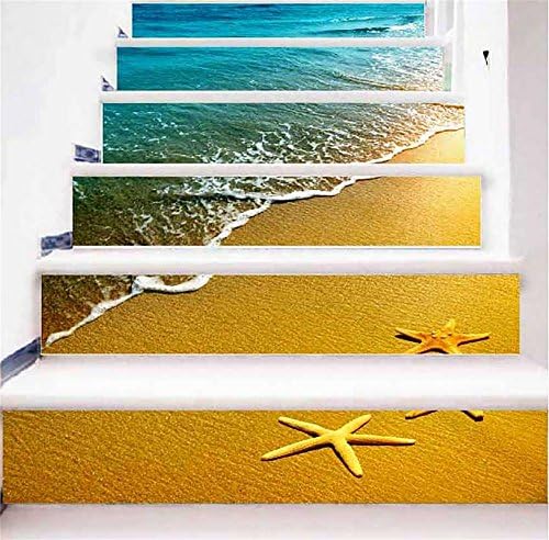 MIYI Stair Sticker 3D Refurbished Great Wall Tile Decals Removable Waterproof Background Decor 6pcs/set 18cm x100cm , C