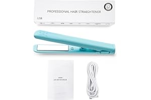 SERLIUM Haarglätter, Mini Lockenwickler 2 in 1 Haarcrimper USB Keramik Kabelloser Haarglätter für lange Haare kurze Haare Männer Frauen(Blau)