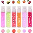 6PCS Fruit Lip Oil Tinted,Moisturizing Roll on Lip Gloss Set Fresh Lip Glaze,Lip Make up for Kids and Teens Fruity Flavors, Kid Friendly, Party Gift, Best Friends