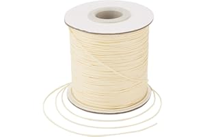 Craftdady Bobina de hilo de poliéster encerado redondo de 0,5 mm para hacer joyas y suministros de macramé, color beige