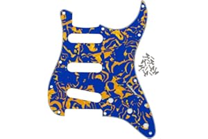IKN SSS 11 otworów strat Guitar pickguard celuloidowa płyta do zdrapywania ze śrubami do błotnika USA/Meksykańska wykonana standardowa Stratocaster nowoczesny styl, 4-warstwowa niebieska/żółta powłoka