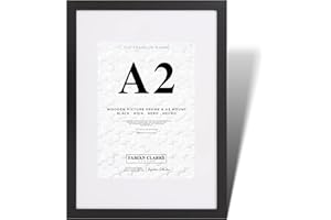 Fabian Clarke London® A2 Modern Black Wooden Picture Photo Frame with A3 White Mount to Hang Portrait or Landscape