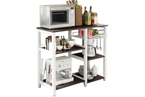 ‎SOGESHOME SogesHome Küchenregal Bäckerregal Standregal 3 Ablage Halter Küchen regallagerung Küchenwagen Servier,Schwarz 90 * 40 * 83 cm, W5S-BK-SH