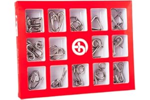 Chonor 15 Piezas Mini Rompecabezas de Metal Alambre Puzzle Set, IQ Entrenamiento Juego de la Mente Inteligencia Logica Educativa Juguete Idea de Regalo para Adultos y Niños