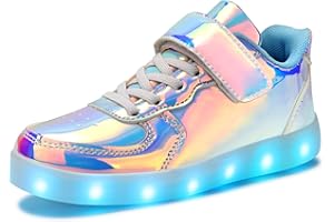 PADGENE Chaussures Enfants Garçon Fille Basket LED Lumineuse 7 Couleurs Clignotants USB Rechargeable Securité Mode