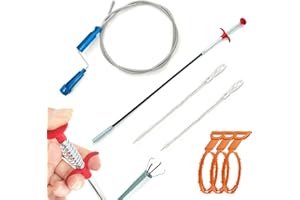 MSYMSYU Drain Snake 7 Pcs DrainCleaning Tool 1.5M Drain Unblocker Wire 60CM Sink Grabbers 45CM and 60CM Sink Cleaning Brush 3PCS Orange 51CM Plumbing Snake for Clearing Blockages in Toilets and Drains