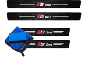 ODOKIT Seuil De Protection Porte Fibre De Carbone - Compatible avec Audi S-Line - Accessoires 4 Pièces - Facile à Installer - Pose Rapide - Look Sportif et Moderne