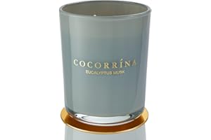 Cocorrína Candle Bougie Parfumée en pot - Eucalyptus Musc, Durée de combustion jusqu'à 46 heures, Bougie Naturelle de Soja, Bougie Cadeau de Noël, 420g