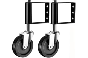 Ronlap 2er Federbelastete Torrollen Set, robuste Gummi-Torlaufrolle 100 mm mit Universal-Montageplatte, 100 KG Belastbarkeit, für Gartentor, Bauernhof, schwarz