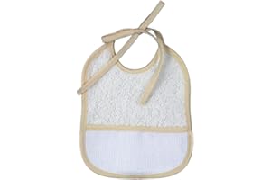 BUBABÙ Babero de bebé para bordar Pluto 16 x 19 cm Babero de bebé con lazos y bolsillo de etamina para bordar. Algodón 100% Made in Italy