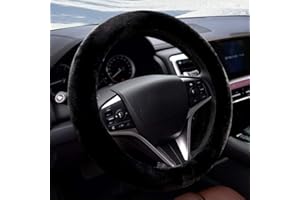 ‎AMOKEE Lenkradabdeckung, Amokee Universal Lenkradhülle Plüsch Winter Lenkradbezug Teleskop Lenkrad Abdeckung weich bequem Steering Lenkradschoner für Auto Zubehör, 36-39cm (Schwarz)