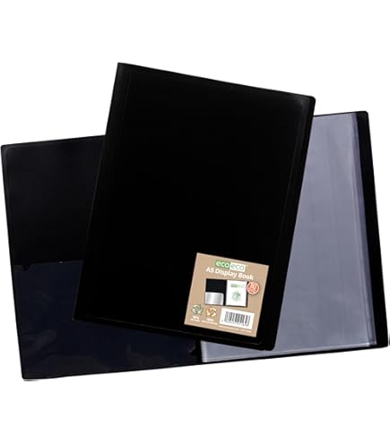 Porte-documents Recyclé A5 - 10 Pochettes - Couverture Souple Noire 400 Microns - Écologique Et Pratique