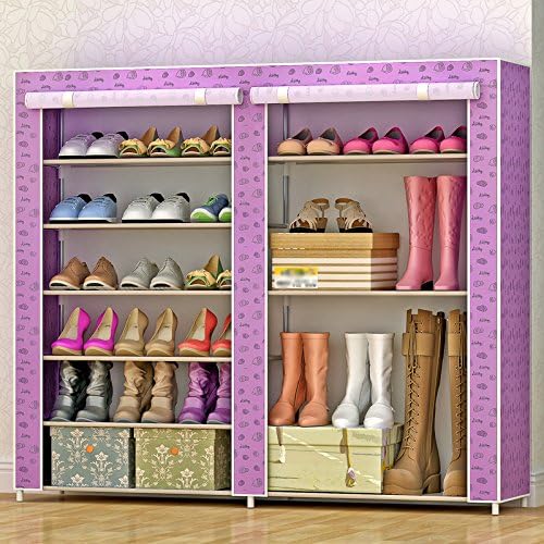 ZHDC® Simple shoe rack shoe boots models multi-storey iron double-enclosed dustproof cloth shoes cabinet modern minimalist Saving space ( Color : #2 )