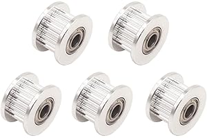 WINSINN GT2 Idler Pulley 20 Teeth 4mm Bore 6mm width Timing Pulley Wheel Aluminum For 3D Printer (Pack of 5Pcs)