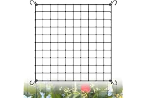 Scrog Nät växtnät 120 x 120 cm, vaxtält nät, nylonnät för trädgård fruktträdgård, med 4 krokar, ranknät för grönsaker, frukt