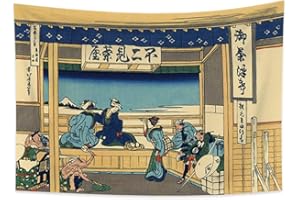 YONGFOTO 100x70cm Ukiyo-e Arazzo Monte Fuji 36 Viste Camera Tappezzerie Yoshida al TokaidoPaesaggio Arte muraria Giapponese Pittura tradizionale Stile Toyo Arazzi
