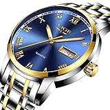 LIGE Uhren Herren Mode Voller Edelstahl Wasserdicht Analoger Quarzuhr Lässig Auto-Kalender Geschäft Kleid Armbanduhr Maenner