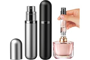 JOOMOKO Perfume Atomiser, Perfume Travel Bottle 5ml Atomiser Spray Bottle, Refillable & Travel Size Perfume Spray Bottle Easy to Refill Cologne Dispenser for Women Men (Black＆Grey)