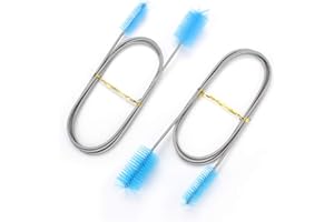 Yangfei 2 Pezzi Spazzola per la Pulizia dei Tubi Doppia Spazzola per Acquario Spazzola per Pulire la Primavera Filtri in Acciaio Inox e Fibra(lunghezza di 165cm,Blu)
